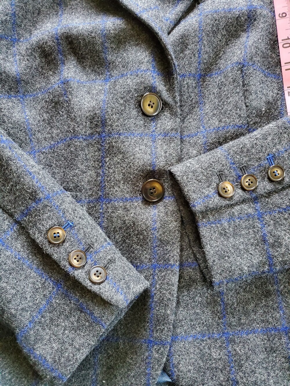 Boden Women's Tweed Blazer Gray & Blue Windowpane, Size 10R - Picture 5 of 15